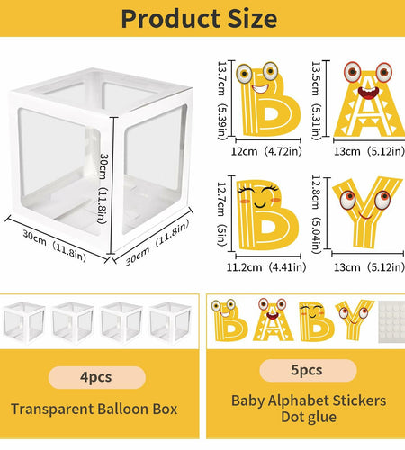 Onteftshop Baby Boxes with Letters 4 Clear White Blocks Baby Shower