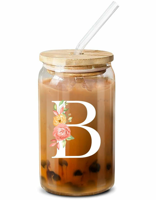 Load image into Gallery viewer, NewEleven Personalized Monogrammed Coffee Glass 16oz Letter D Women
