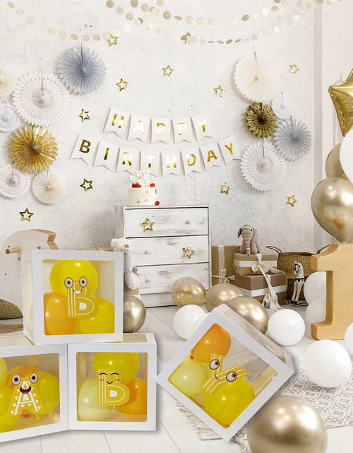 Load image into Gallery viewer, Onteftshop Baby Boxes with Letters 4 Clear White Blocks Baby Shower
