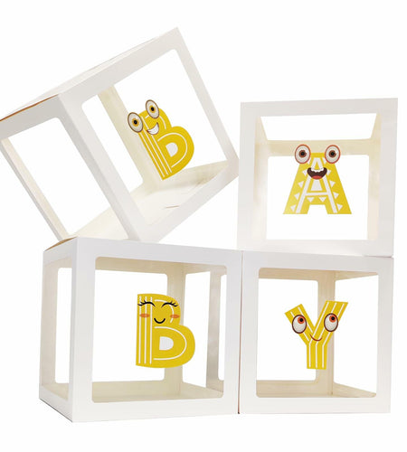 Onteftshop Baby Boxes with Letters 4 Clear White Blocks Baby Shower