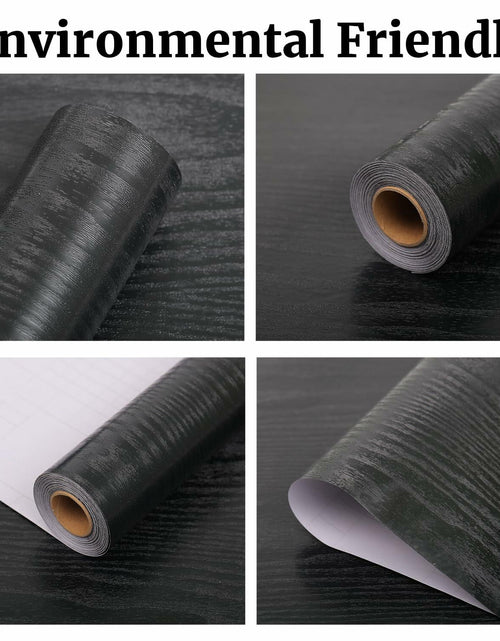 Load image into Gallery viewer, LOVADA Peel and Stick Black Wood Wallpaper 17.5x100 Inch Self Adhesive
