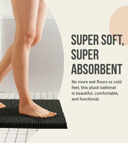 ITSOFT Plush Bathroom Rug 47x21 Gray Absorbent Non Slip Machine Washable