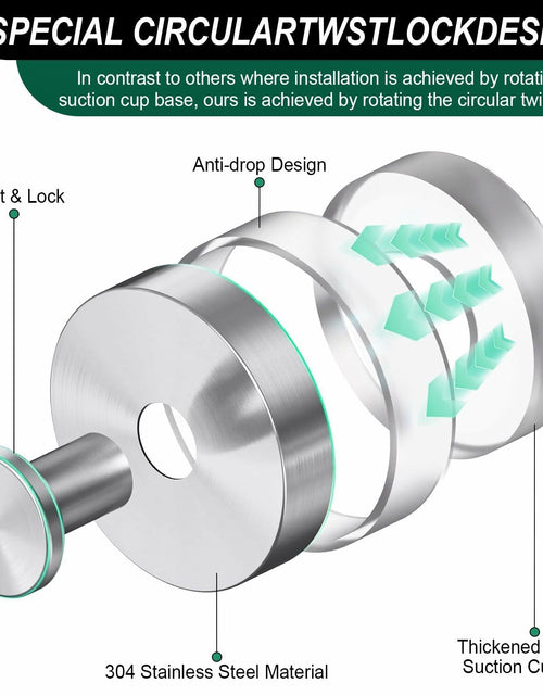 Load image into Gallery viewer, LECHI Stainless Steel Suction Cup Hook Waterproof No Drill Silver 1pc
