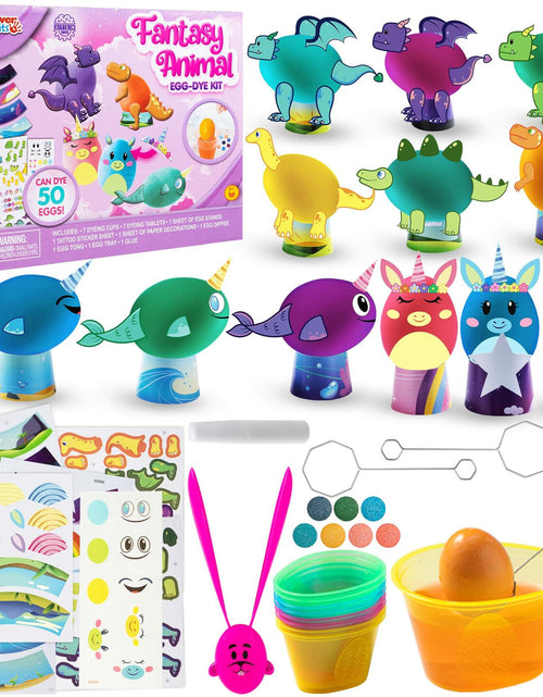 Load image into Gallery viewer, Klever Kits Easter Animal Egg Dye Kit 27 PCS Mermaid Dinosaur Unicorn

