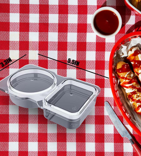 VOUKEN Double Compartment Snack Containers with Lids Transparent 10PCS