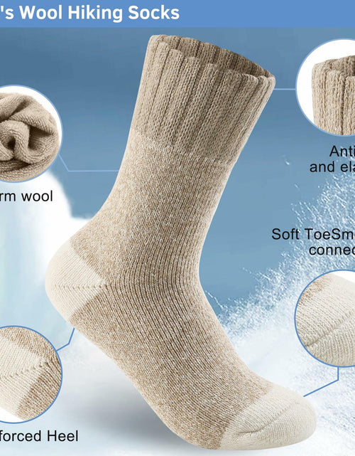Load image into Gallery viewer, ATTIQOZI Men's Merino Wool Thermal Crew Socks Gray Khaki Blue 6 Pairs Size 8-13
