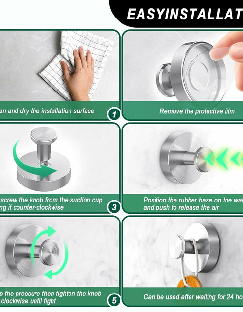 Load image into Gallery viewer, LECHI Stainless Steel Suction Cup Hook Waterproof No Drill Silver 1pc
