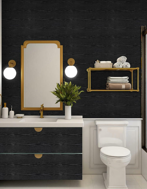 Load image into Gallery viewer, LOVADA Peel and Stick Black Wood Wallpaper 17.5x100 Inch Self Adhesive
