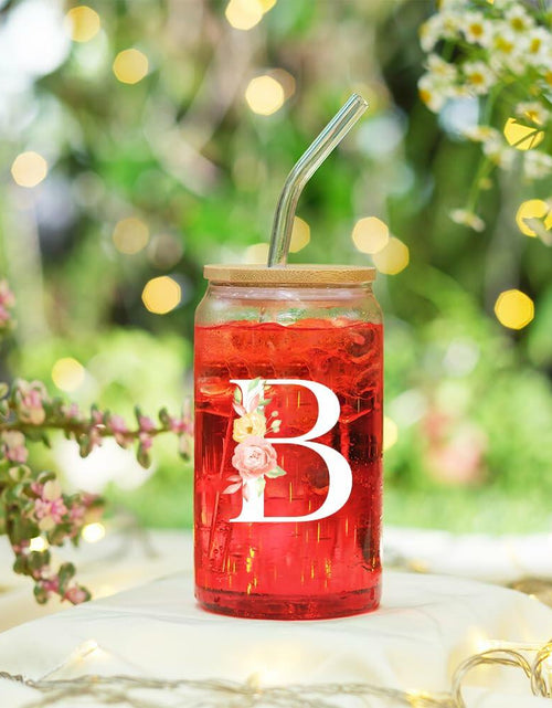 Load image into Gallery viewer, NewEleven Personalized Monogrammed Coffee Glass 16oz Letter D Women
