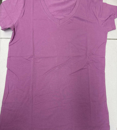 Beach Loose Fit Womens Tops Blouses Summer V Neck Short Sleeve Fuchsia Size M