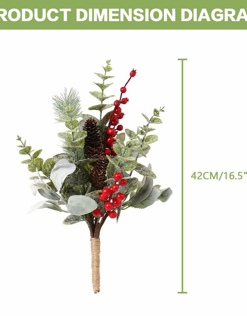 Load image into Gallery viewer, RoseCraft 2PCS Red Berry Flower Stems 16.5in Christmas Decorations
