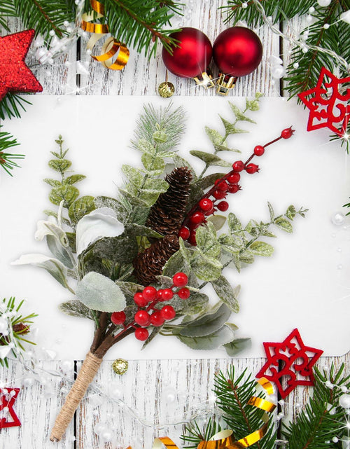 Load image into Gallery viewer, RoseCraft 2PCS Red Berry Flower Stems 16.5in Christmas Decorations

