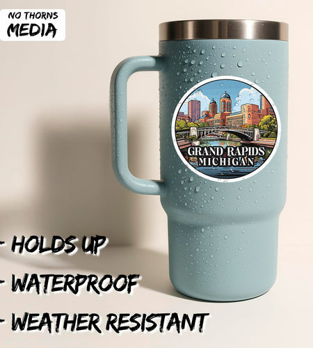 Grand Rapids Michigan 4in Waterproof Vinyl Sticker Decal Durable Aesthetic