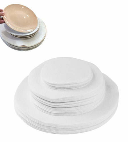 White Fiber Circular Tableware Storage Protective Cotton Pad Anti-Collision