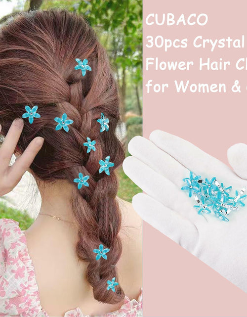 Load image into Gallery viewer, CUBACO 30pcs Mini Rhinestone Hair Clips Crystal Bridal Flower Clips
