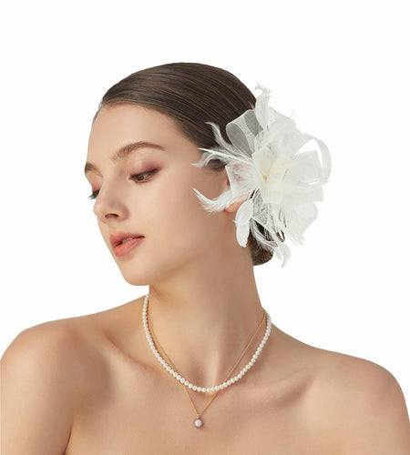 globazoe Fascinator Derby Hat Women Vintage Headband Hair Accessory Beige