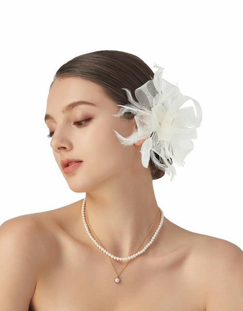 Load image into Gallery viewer, globazoe Fascinator Derby Hat Women Vintage Headband Hair Accessory Beige
