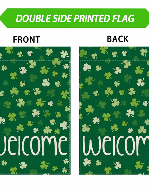 Load image into Gallery viewer, ZAEW St. Patrick's Day Shamrocks Burlap House Flag 28x40 Inch Green Double Sided
