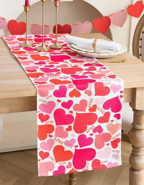 Load image into Gallery viewer, Joyfol Day Valentine's Red Love Heart Table Runner 13x72 Inches
