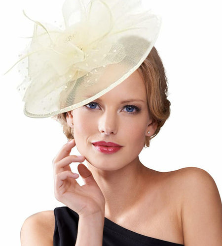 Dodheah Fascinators Hat Women Tea Party Derby Wedding Beige Headband Clip