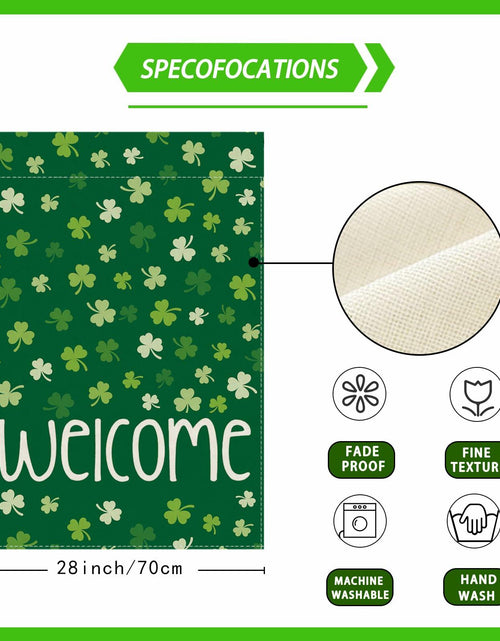 Load image into Gallery viewer, ZAEW St. Patrick's Day Shamrocks Burlap House Flag 28x40 Inch Green Double Sided
