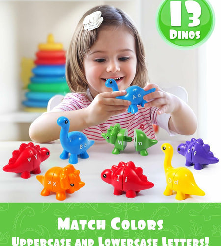 52 PCS Double-Sided ABC Alphabet Dinosaur Toy Montessori Colors Matching Game