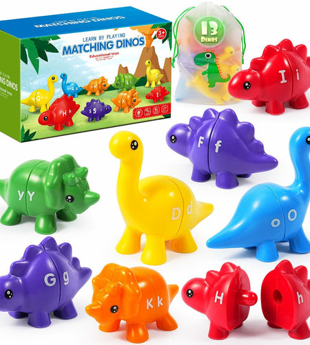 52 PCS Double-Sided ABC Alphabet Dinosaur Toy Montessori Colors Matching Game