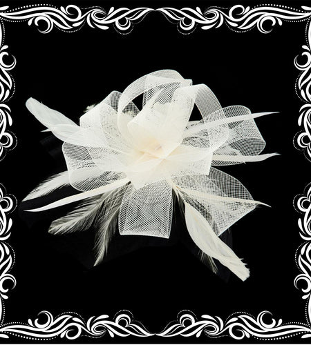 globazoe Fascinator Derby Hat Women Vintage Headband Hair Accessory Beige