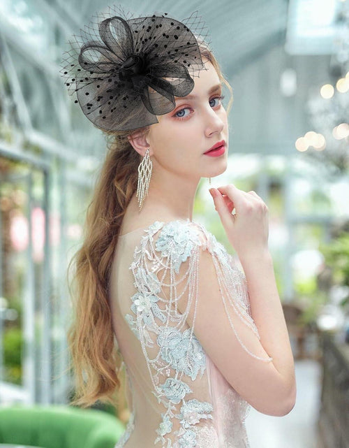 Load image into Gallery viewer, Unpifolov Fascinators Feather Headband Wedding Tea Party Black
