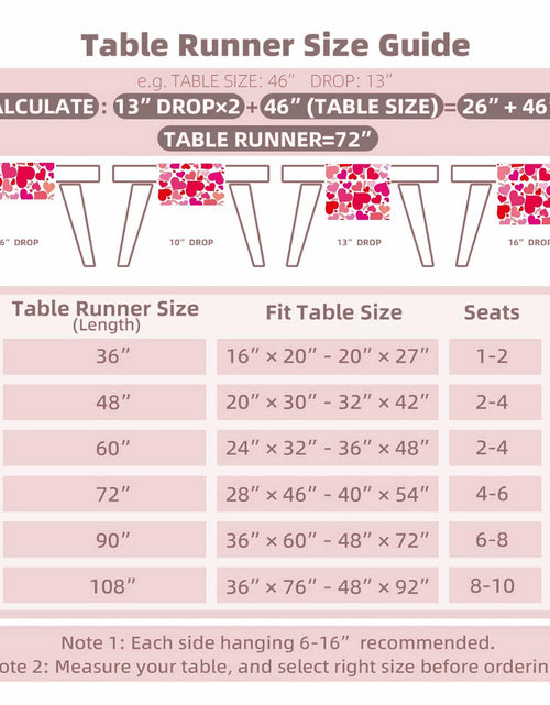 Load image into Gallery viewer, Joyfol Day Valentine's Red Love Heart Table Runner 13x72 Inches
