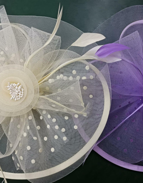 Load image into Gallery viewer, Dodheah Fascinators Hat Women Tea Party Derby Wedding Beige Headband Clip
