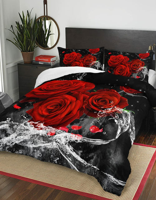 Load image into Gallery viewer, AILONEN 3D Oil Painting Red Rose Comforter Set Twin Size 3 Pieces
