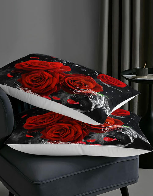 Load image into Gallery viewer, AILONEN 3D Oil Painting Red Rose Comforter Set Twin Size 3 Pieces
