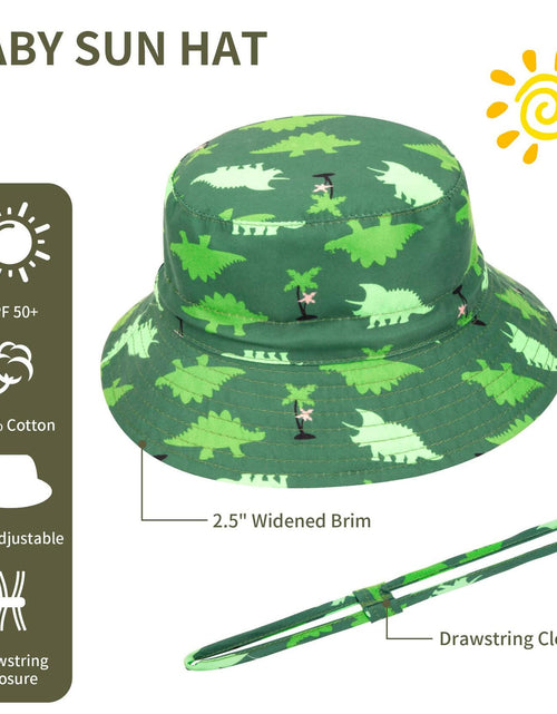 Load image into Gallery viewer, Fynnsure Baby Boy Sun Hat UPF 50+ Adjustable Bucket Hat Green Tree 0-6M
