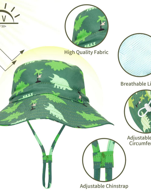 Load image into Gallery viewer, Fynnsure Baby Boy Sun Hat UPF 50+ Adjustable Bucket Hat Green Tree 0-6M
