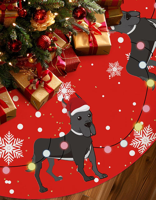 Load image into Gallery viewer, Great Dane Christmas Tree Skirt Red 48 Inch Winter Decoration
