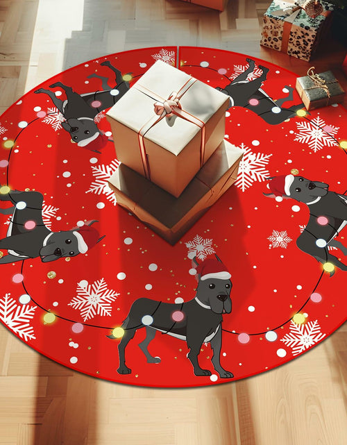 Load image into Gallery viewer, Great Dane Christmas Tree Skirt Red 48 Inch Winter Decoration
