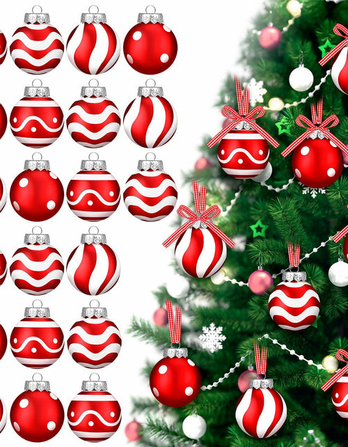 Load image into Gallery viewer, Chuangdi Christmas Ball Ornaments Striped Polka Dots 2.36'' 24 Pcs

