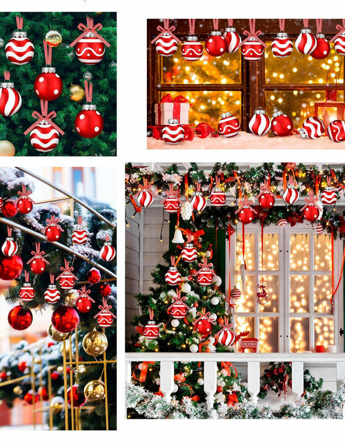 Load image into Gallery viewer, Chuangdi Christmas Ball Ornaments Striped Polka Dots 2.36'' 24 Pcs
