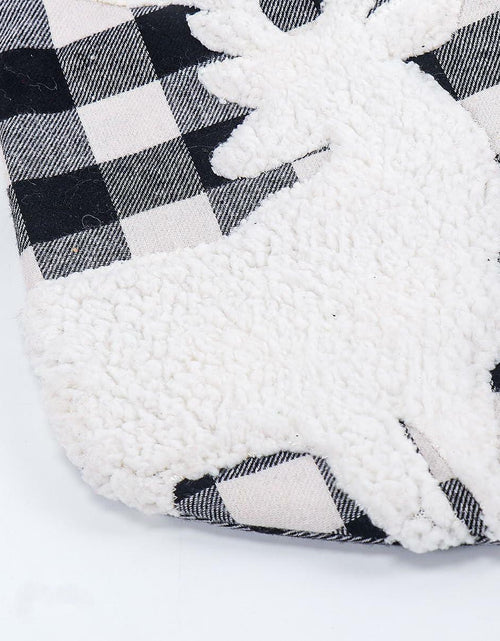 Load image into Gallery viewer, USILAND Christmas Stocking 20in Buffalo Check Pom Pom Faux Fur Black White
