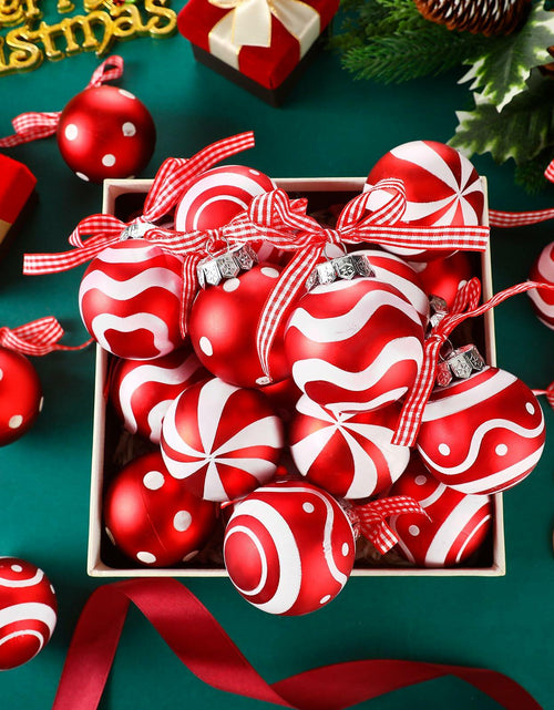 Load image into Gallery viewer, Chuangdi Christmas Ball Ornaments Striped Polka Dots 2.36'' 24 Pcs
