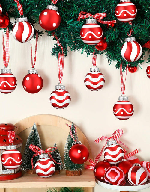Load image into Gallery viewer, Chuangdi Christmas Ball Ornaments Striped Polka Dots 2.36'' 24 Pcs
