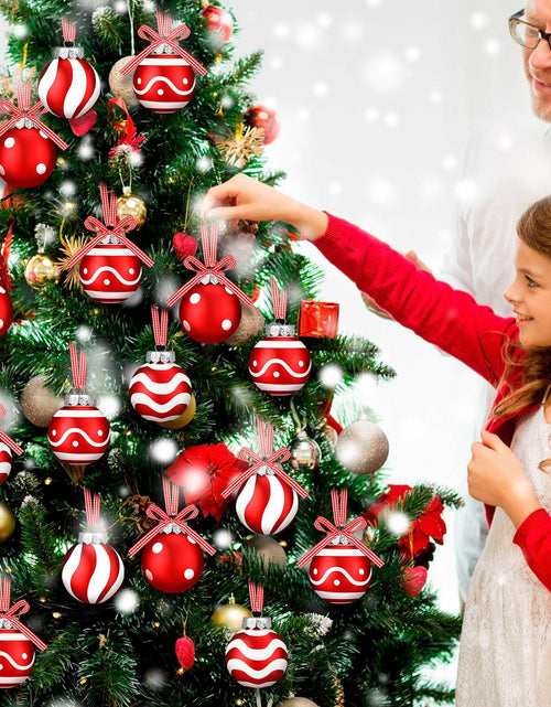 Load image into Gallery viewer, Chuangdi Christmas Ball Ornaments Striped Polka Dots 2.36'' 24 Pcs
