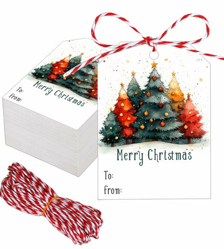 100Pcs Gift Tags with String Attached for Presents Xmas Party Decor Labels