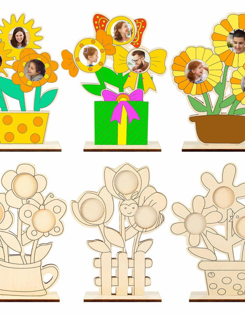 Load image into Gallery viewer, Memorywuu Mother's Day Flower Wood Picture Frame DIY Kit 6 Pcs Color Your Own
