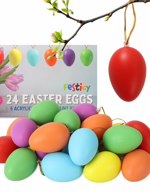 Load image into Gallery viewer, Festicy Easter Eggs Set 48 XXL 2025 with 6 Paints &amp; 2 Brushes Durable Decor
