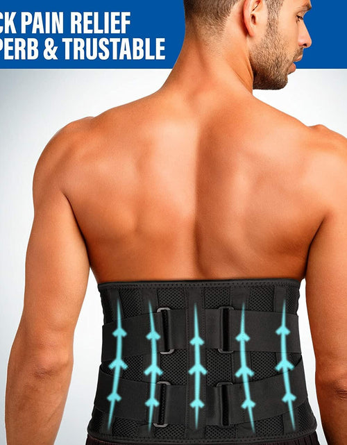 Load image into Gallery viewer, Back Brace Lower Back Pain Relief Breathable Stabilizing Belt Black L/XL
