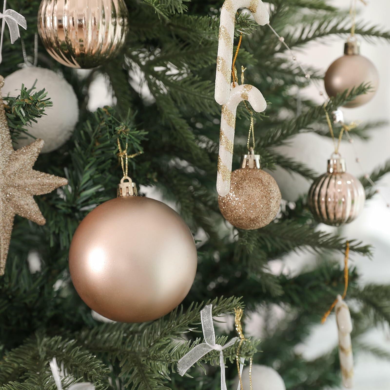 YiYunFloral Christmas Ball Ornaments 36pcs Shatterproof Champagne Xmas Decor