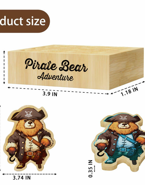 Load image into Gallery viewer, Pirate Bamboo Coasters Set with Holder Rustic Home Decor 6pcs

