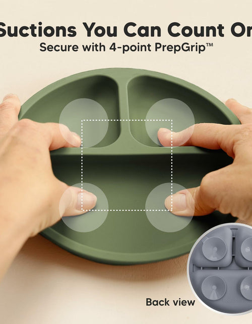 Load image into Gallery viewer, KeaBabies Silicone Suction Toddler Plates Divided 3-Pack Slate BPA-Free
